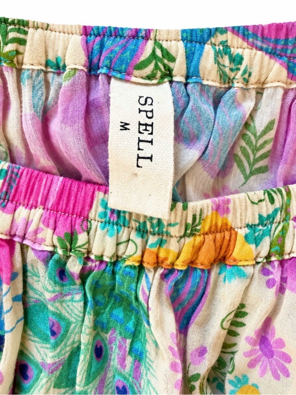 SPELL Bohème Spring Peacock Floral Crop Top Maxi Skirt Set M - Picture 4 of 5